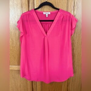 Chaus Pink V Neck Career Blouse